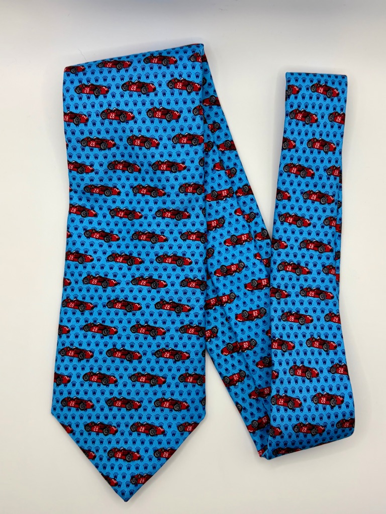 Rolex Monterey Motorsports Reunion Rare Silk Tie Vineyard Vines Blue Made In Usa